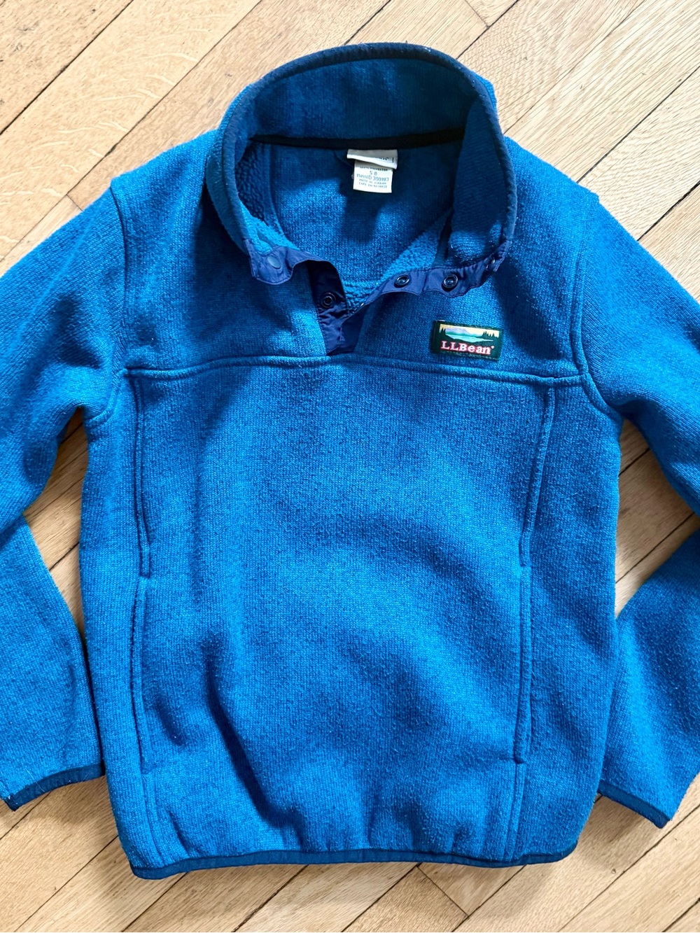 L.L. Bean Kids' Bright Blue Snap-Front Fleece Pullover Size Small 8